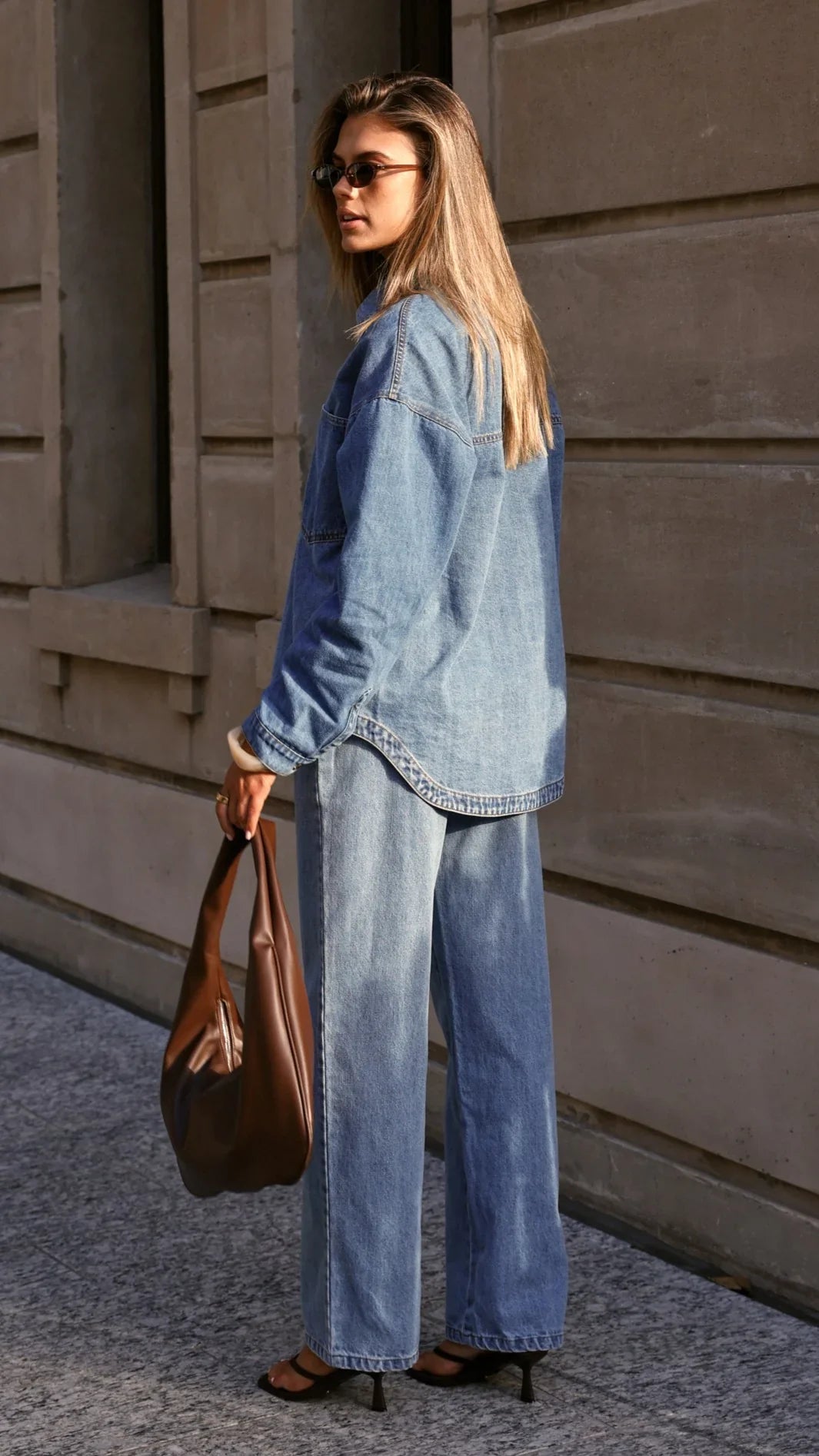 Zaeli Denim Oversized Shirt Mid Blue