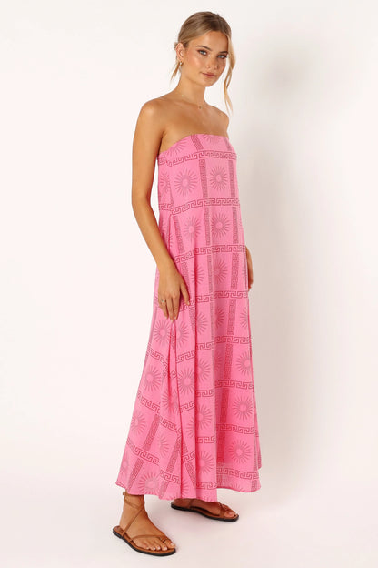 Soph Strapless Maxi Dress Pink Red