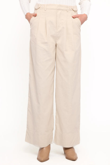 Faelan Wide Leg Cord Pants Beige