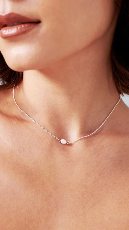 Kimmy Necklace Silver Pearl