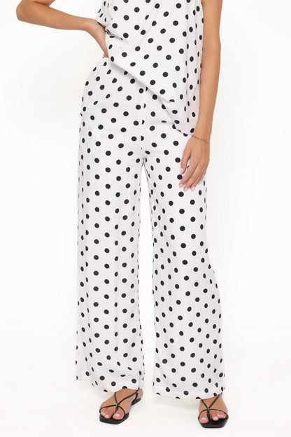 Kristy Pant Set White Black Polka Dot