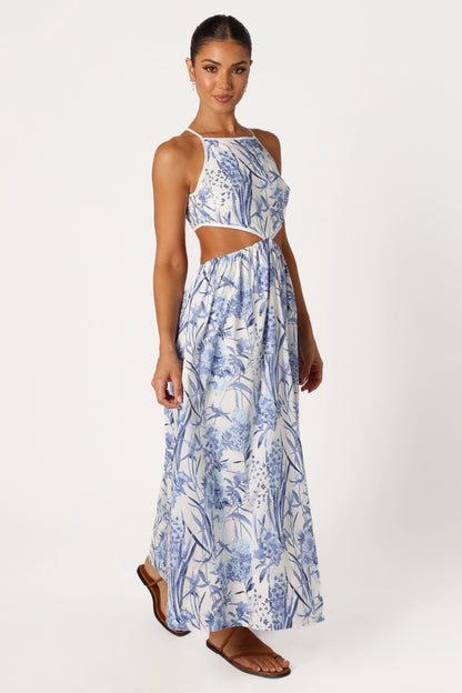Sena Midi Dress Blue Floral
