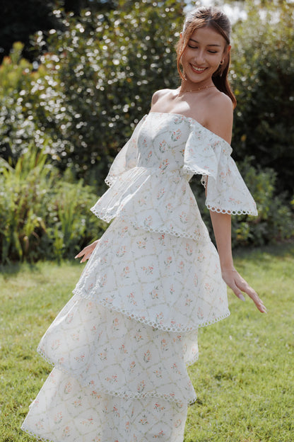 Chapel Maxi Dress White Vintage Floral