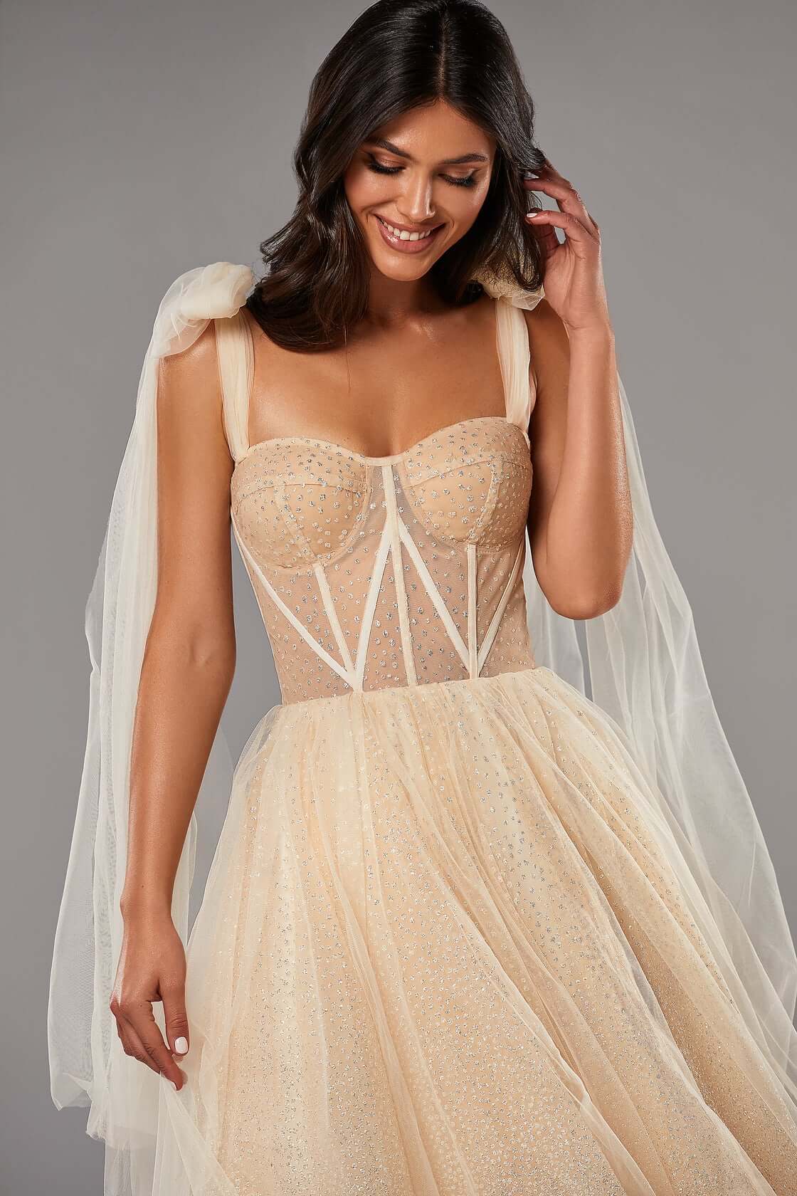 Melon Sparkly midi tulle dress