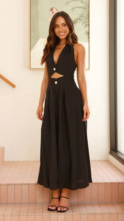 Wesley Halter Neck Maxi Dress Black