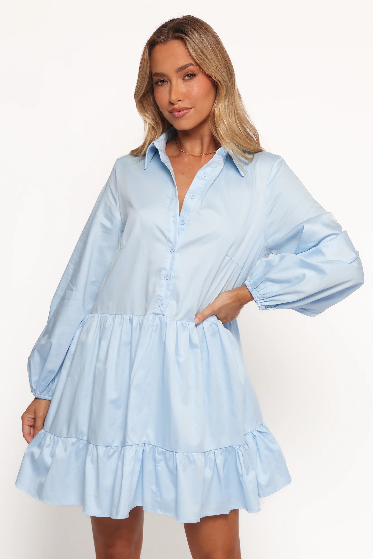 Carlotta Long Sleeve Mini Dress Blue