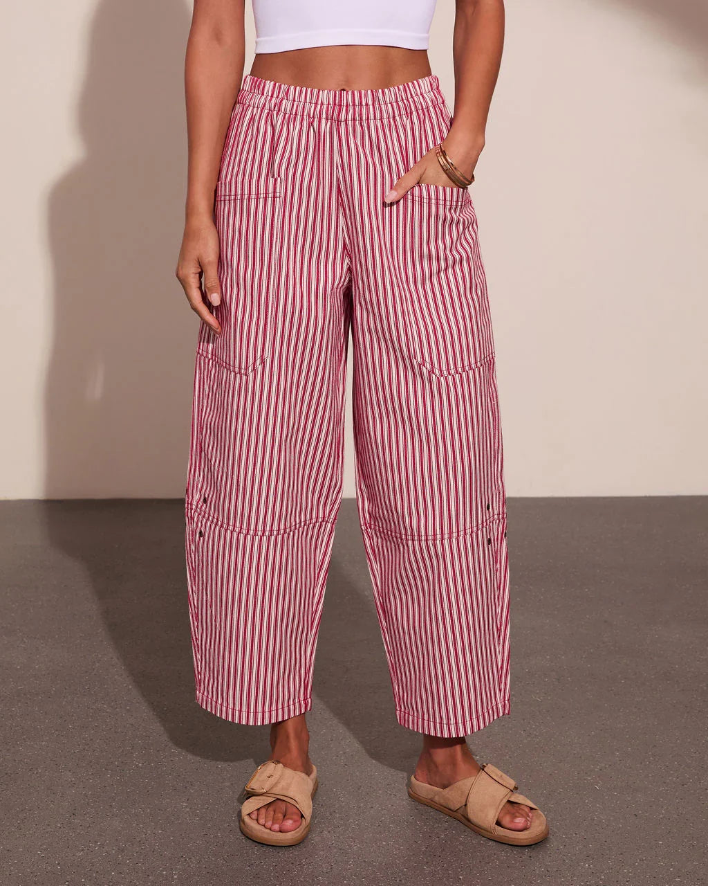 Nautical Honey Striped Barrel Leg Pants
