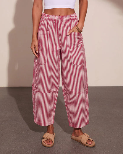 Nautical Honey Striped Barrel Leg Pants