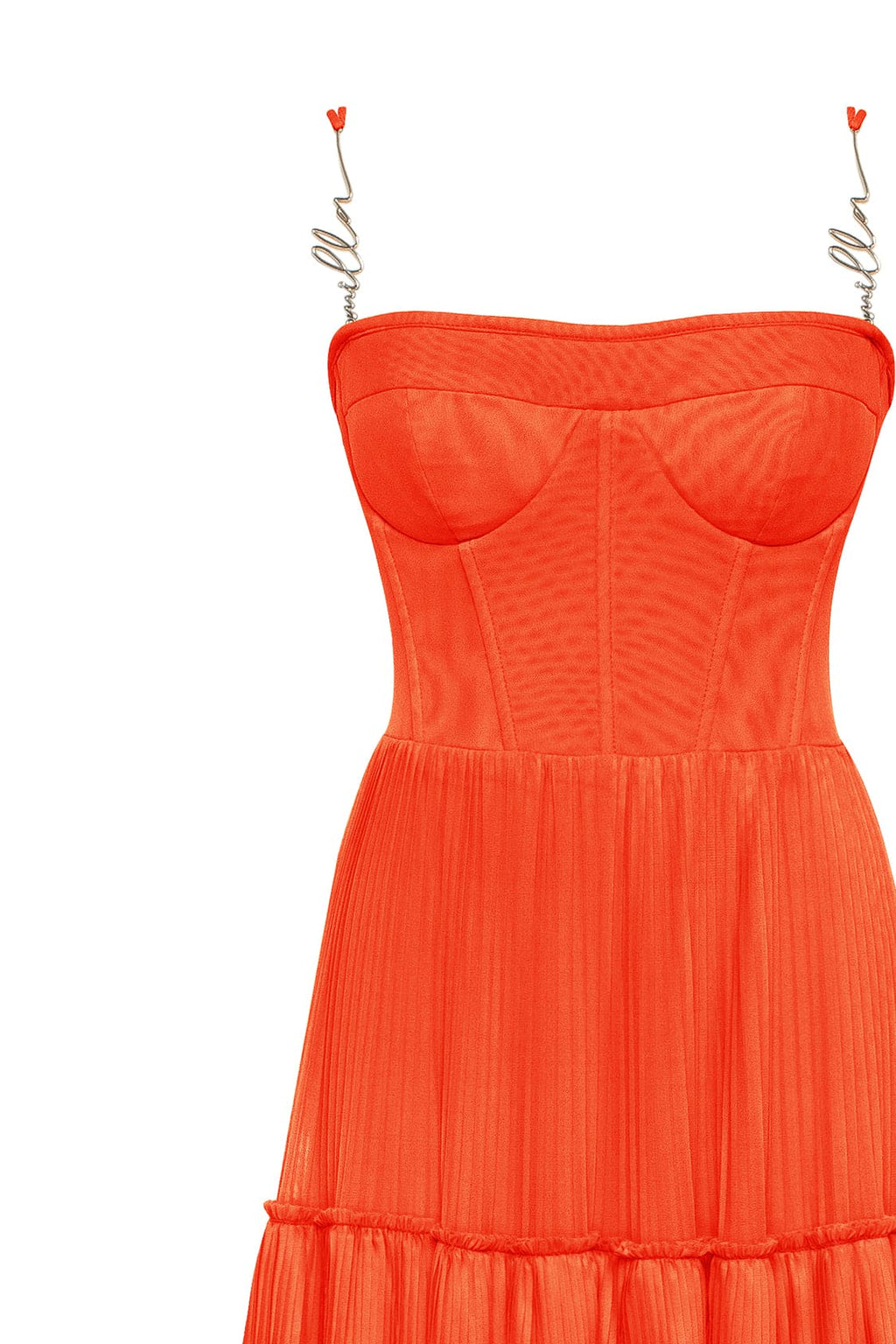 Coral spaghetti strap pleated maxi dress Garden of Eden