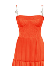 Coral spaghetti strap pleated maxi dress Garden of Eden