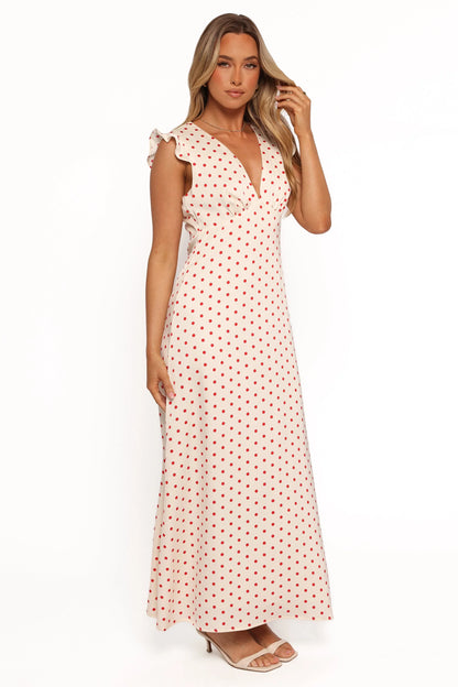 Bette Midi Dress Red Polka Dot