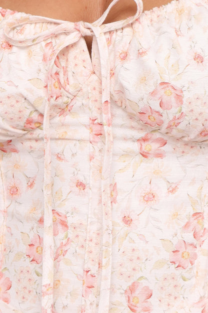 Wisteria Midi Dress Peach Ditsy Floral