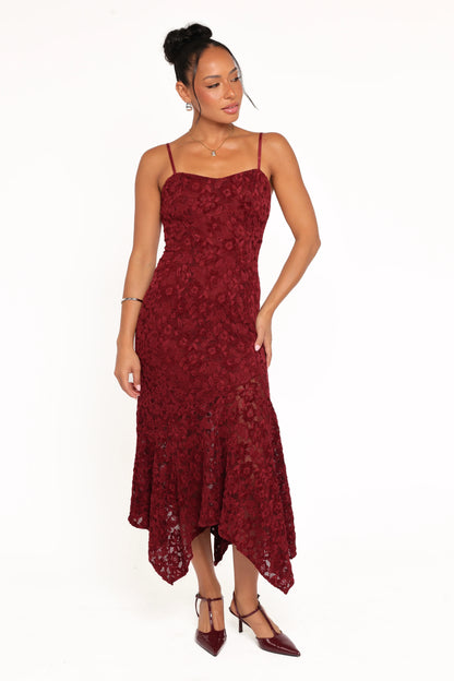 Lorde Midi Dress Burgundy Lace