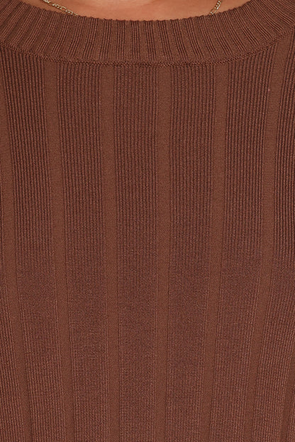 Silvie Long Sleeve Knitted Set Chocolate