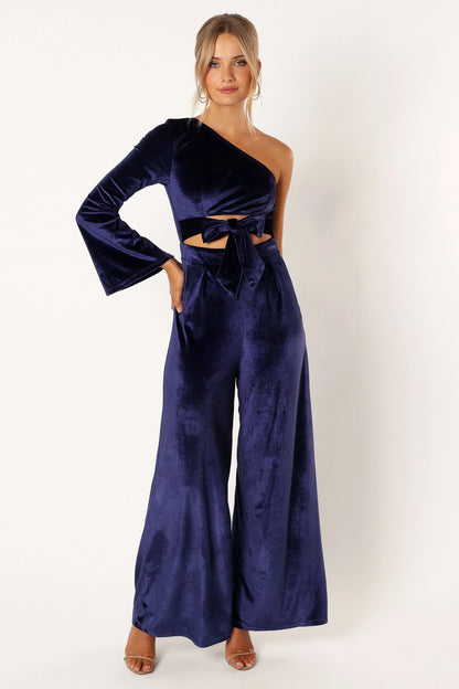 Avery Velvet Jumpsuit Sapphire