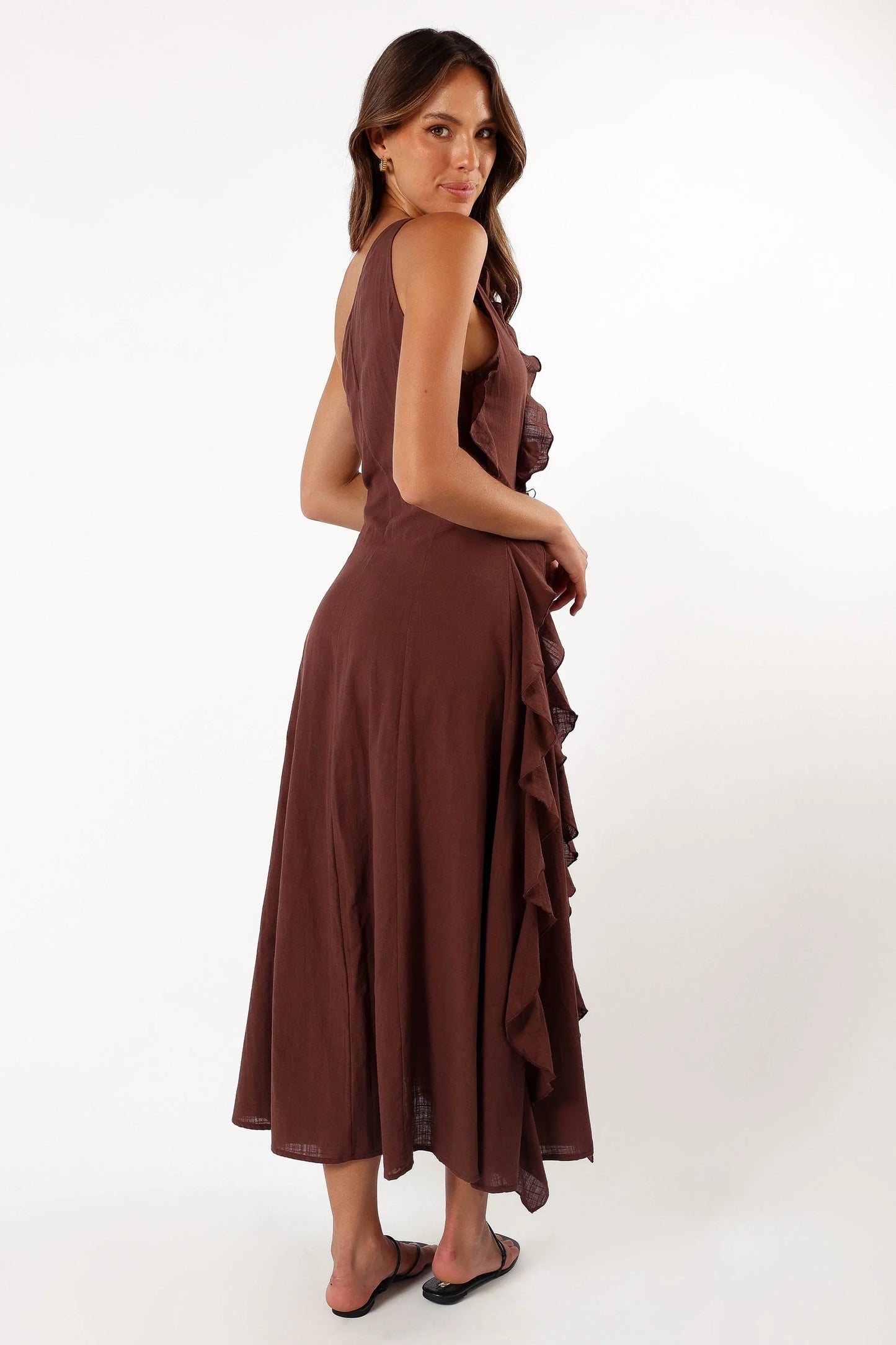 Maggy One Shoulder Dress Chocolate