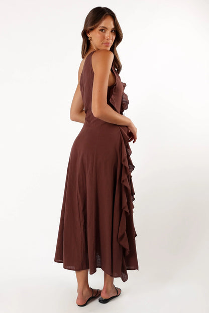 Maggy One Shoulder Dress Chocolate