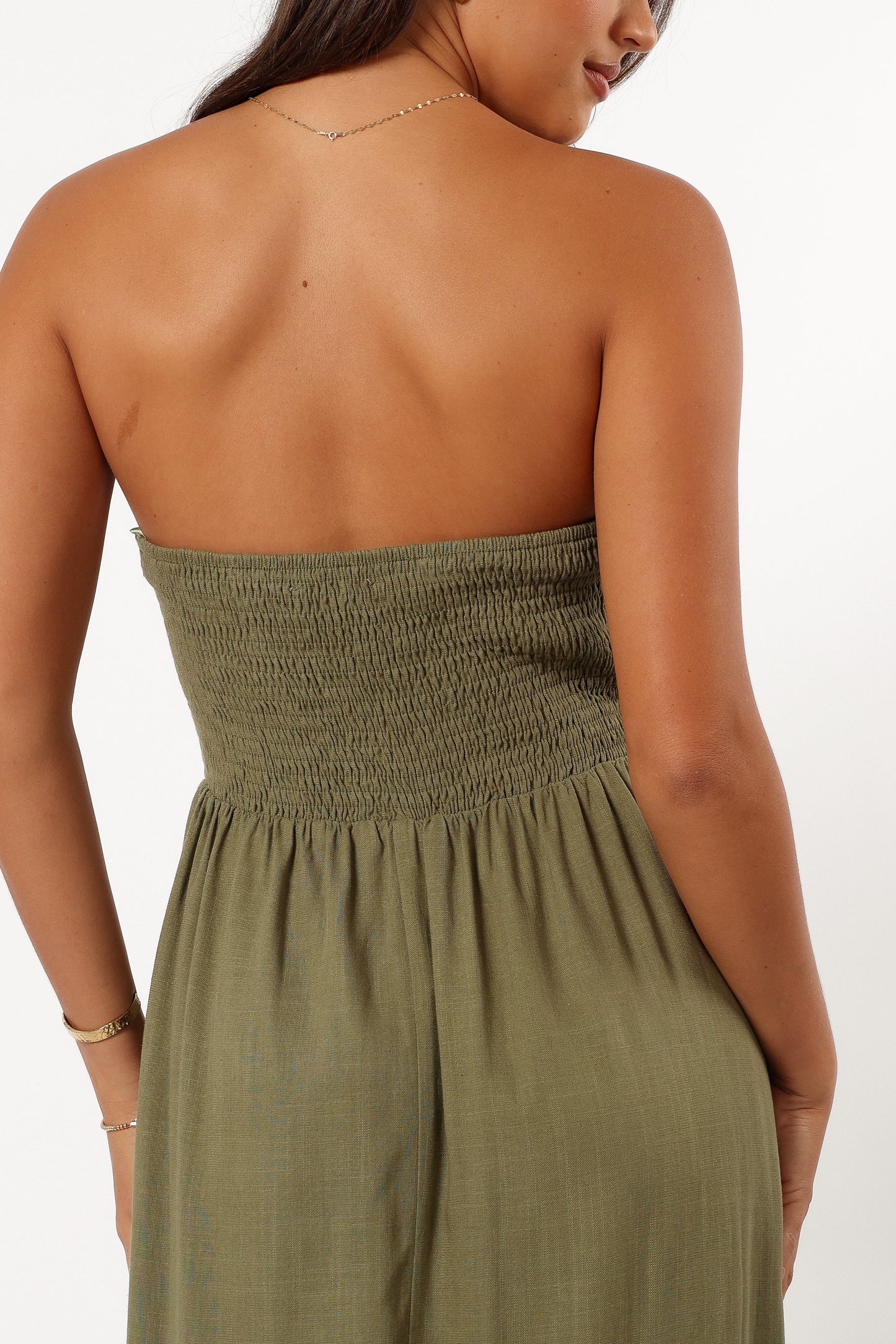 Kayt Strapless Dress Olive Green