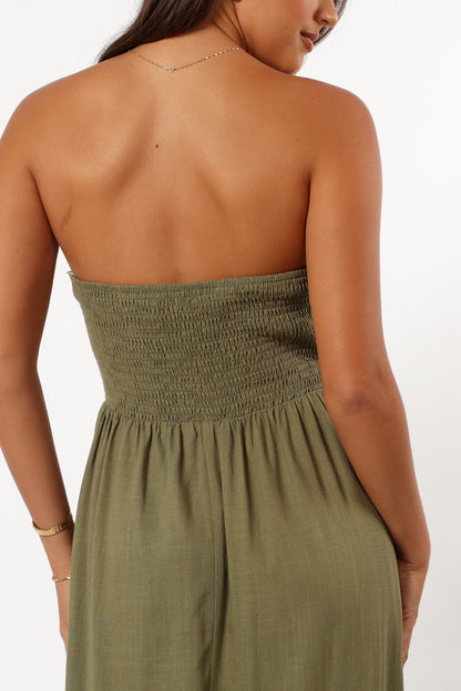 Kayt Strapless Dress Olive Green
