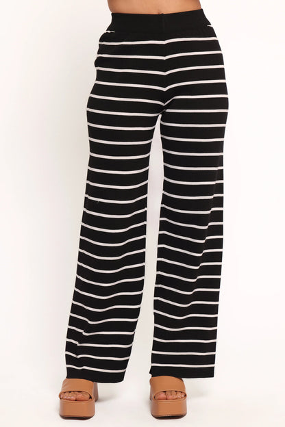 Juna Knitted Pant Set Black White Stripe