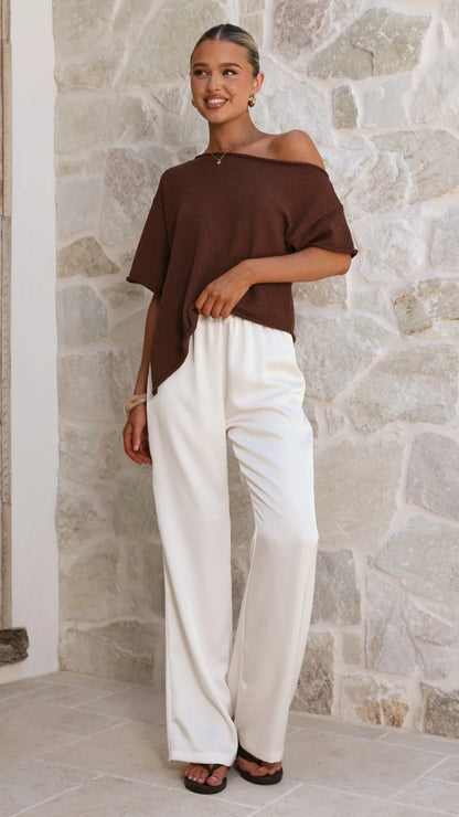 Blair Off Shoulder Tee Chocolate