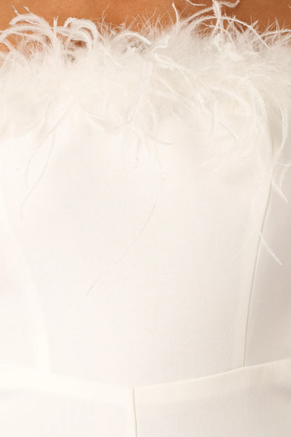 Louise Feather Trim Jumpsuit White