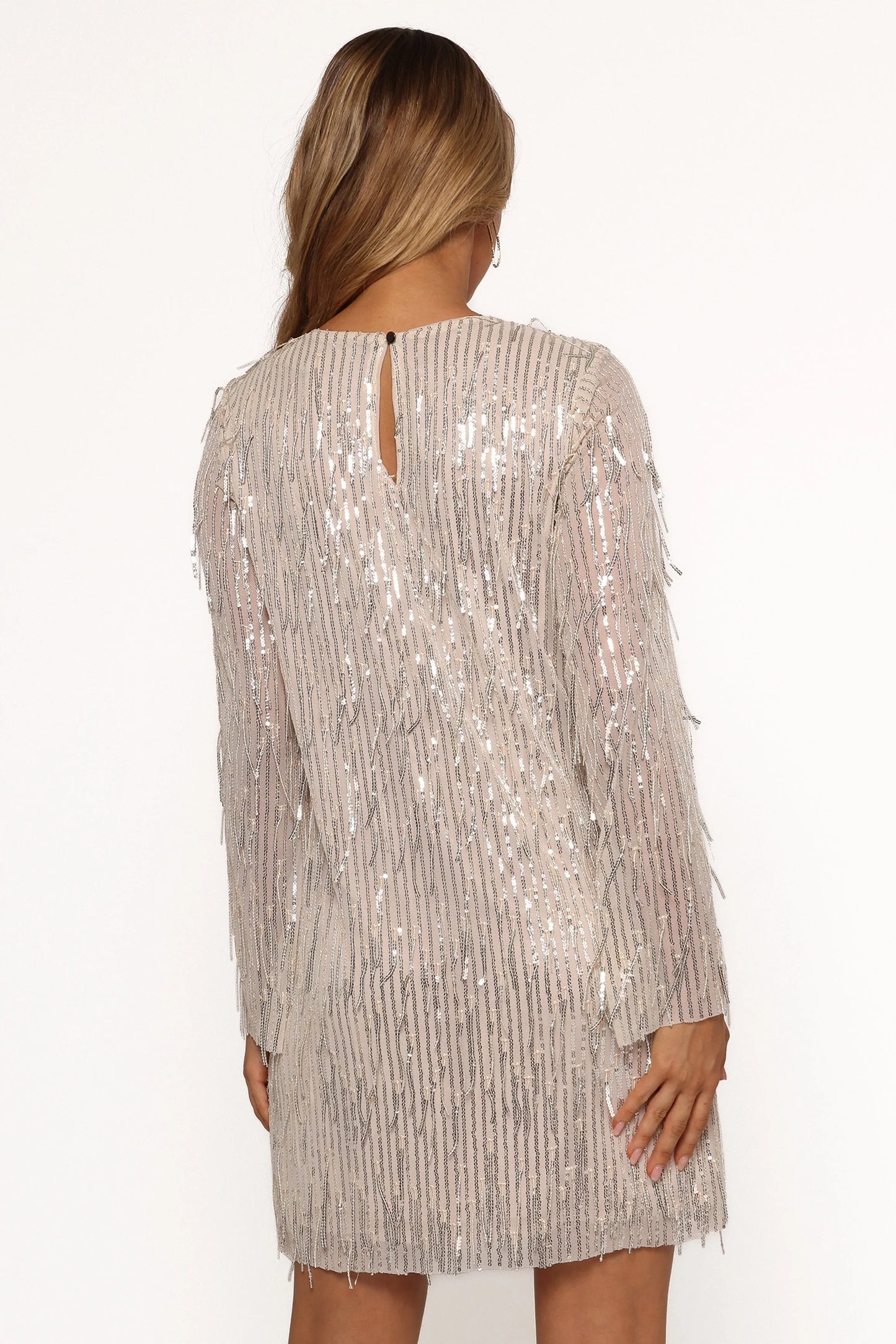 Serena Sequin Mini Dress Nude Silver