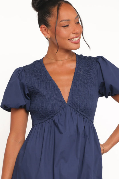 Ilyana Short Sleeve Maxi Dress Navy
