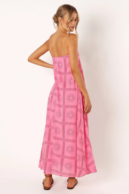 Soph Strapless Maxi Dress Pink Red