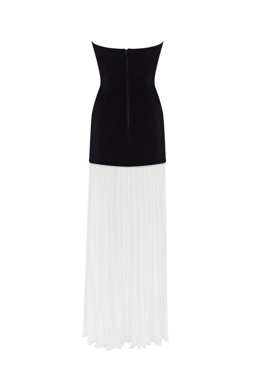 BlackWhite dress with a pleated skirt Parisienne