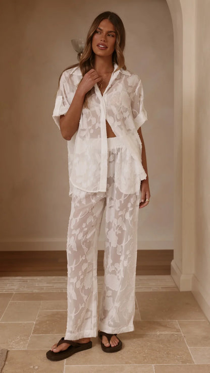 Mollie Lace Pants White
