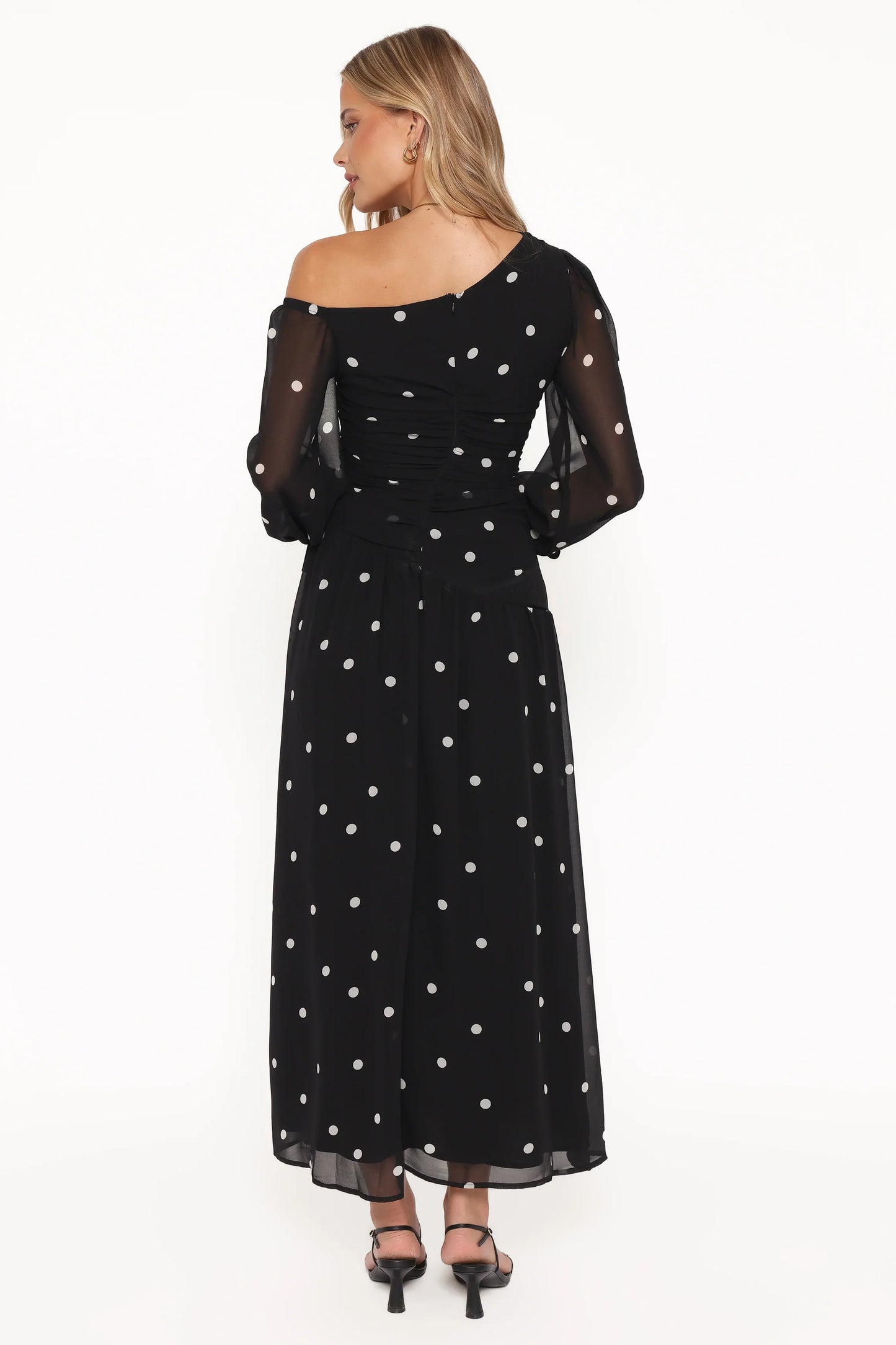 Levine Maxi Dress Black Polka Dot