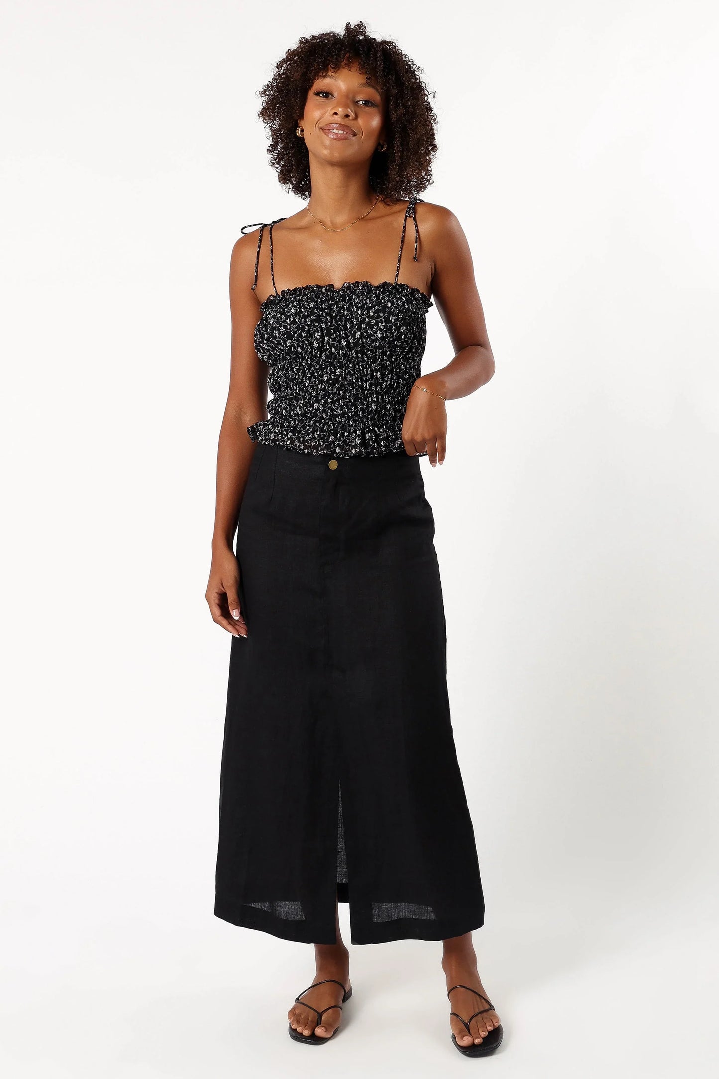 Allison Ruffle Top Black Off White