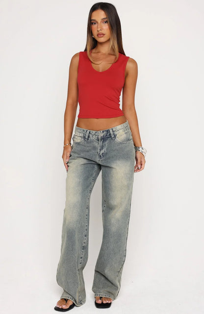 All Around You V Neck Top Red
