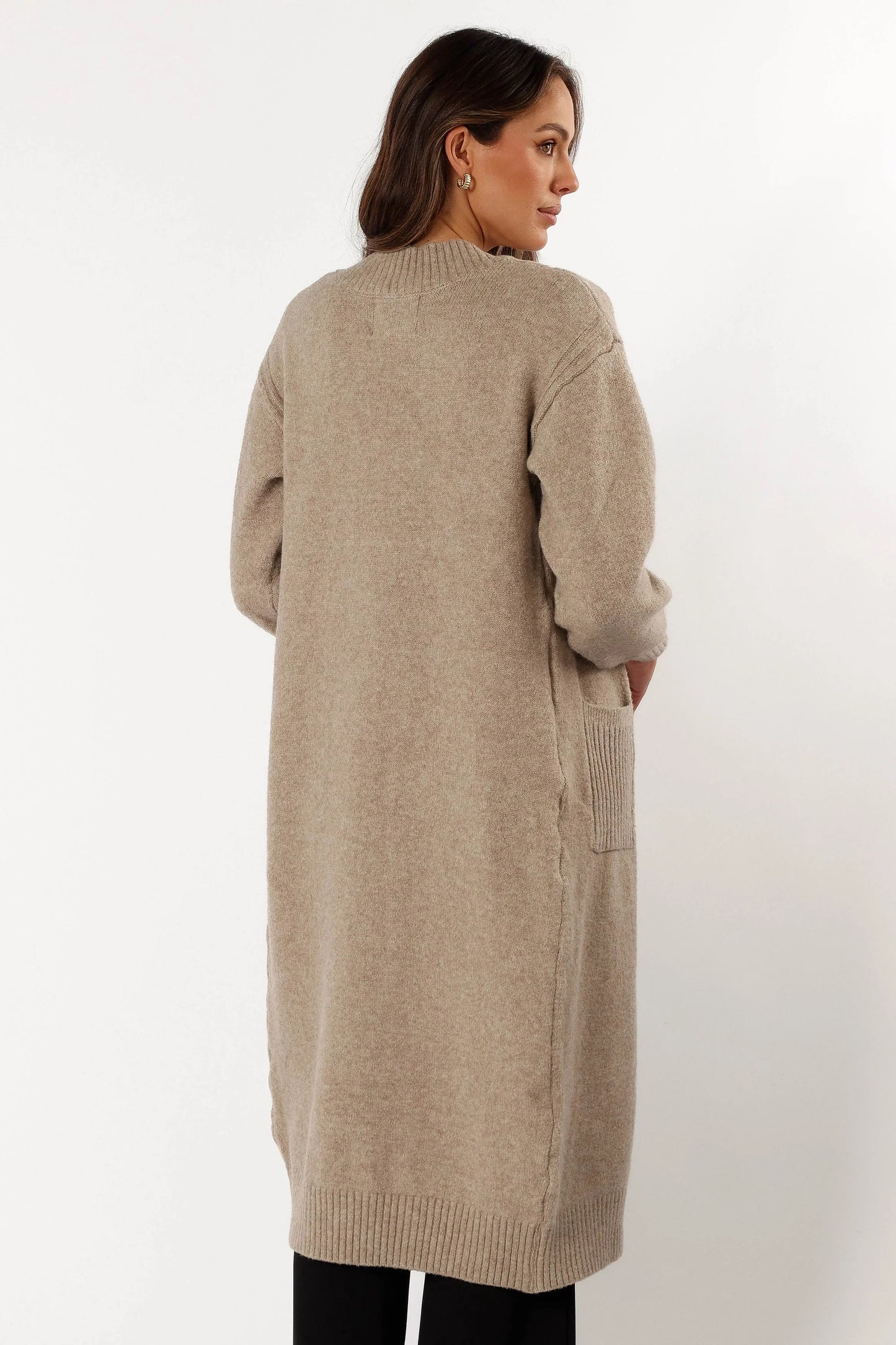 Nicolette Open Front Long Cardigan Latte