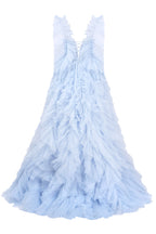 Light Blue All Ruffled Up Evening Simple Dress