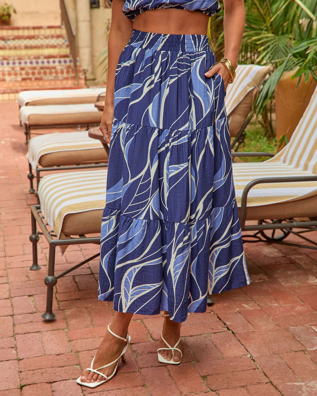 Luxe Lagoon Abstract Maxi Skirt