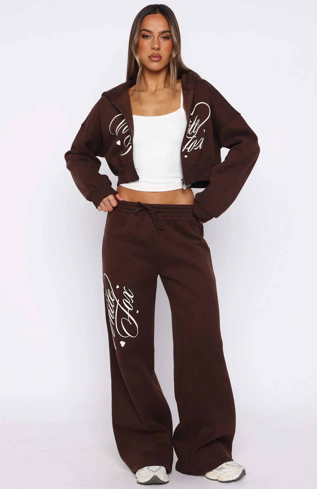 Love You Regardless Wide Leg Sweatpants Chocolate