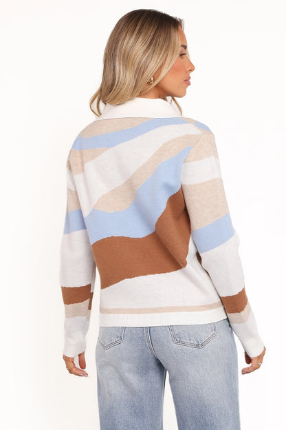 Tulula Abstract Print Cardigan Cream