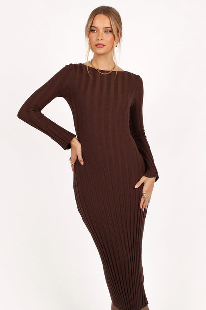 Jolene Long Sleeve Maxi Dress Brown