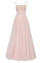 Misty Rose Tie straps tulle prom dress