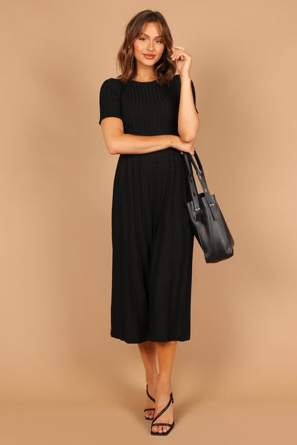 Audrina Knit Midi Dress Black