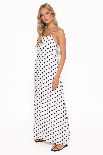 Virgo Maxi Dress White Polka Dot