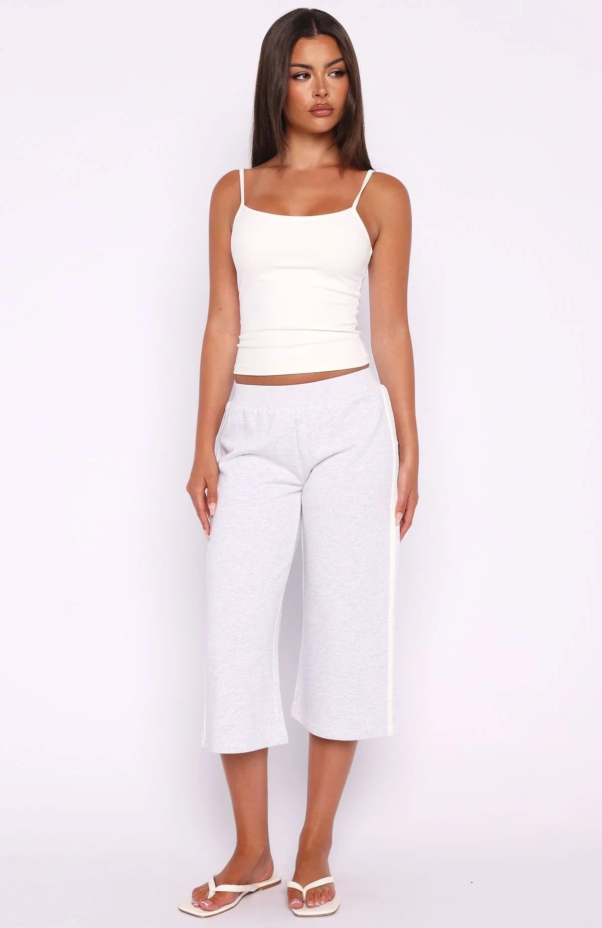 Stuck In A Daze Capri Track Pants Grey Marle