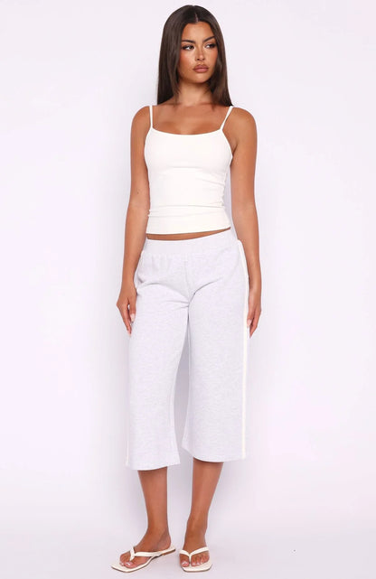 Stuck In A Daze Capri Track Pants Grey Marle
