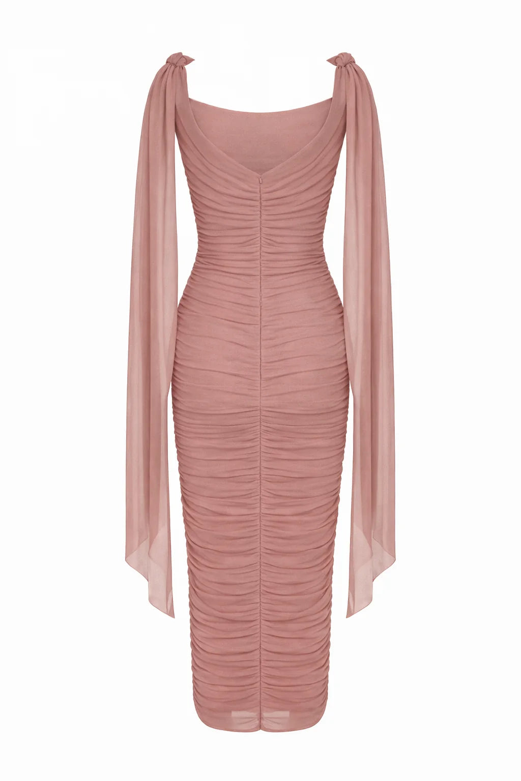 Midi Dress in Italian Mesh with Draping