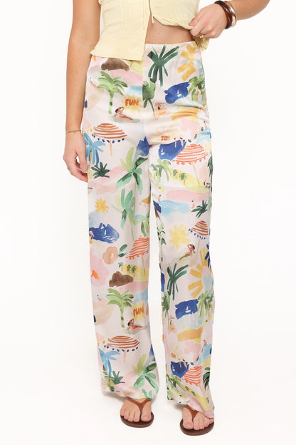 Alba Wide Leg Pant Cream Resort Isle