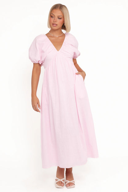 Sullivan Puff Sleeve Maxi Dress Pink