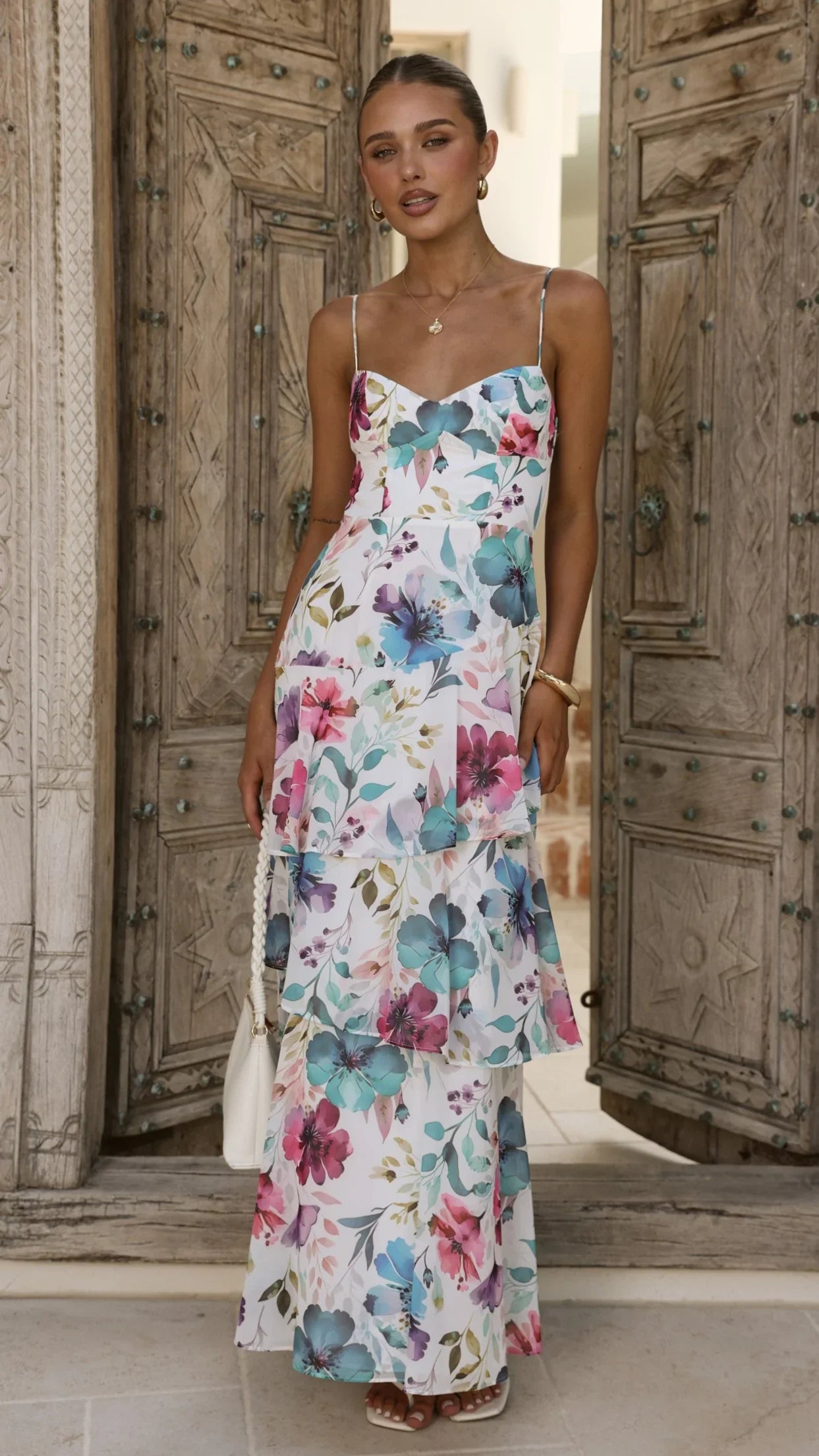 Ami Maxi Dress Blue Pink Floral