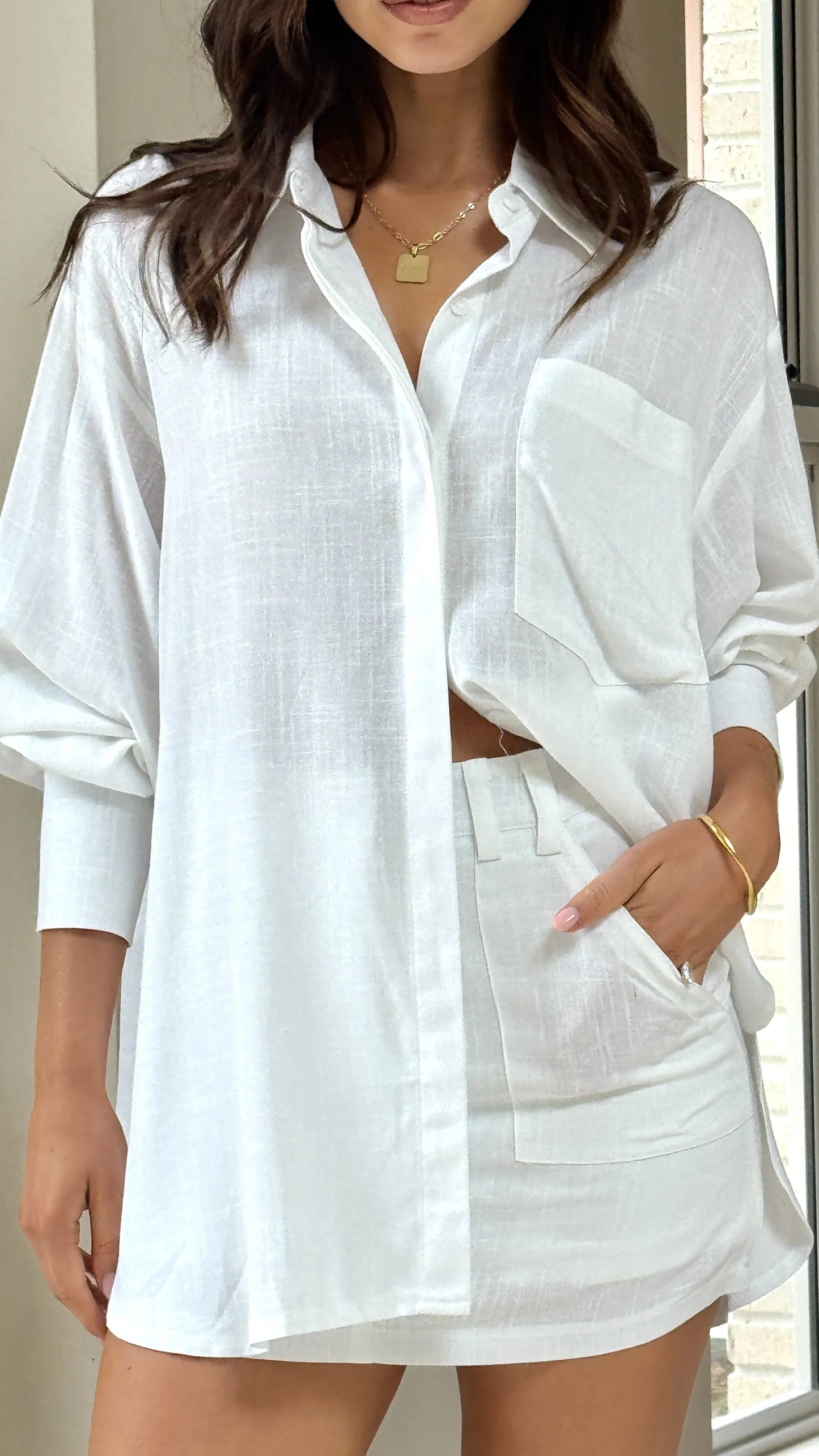 Charla Button Up Top White